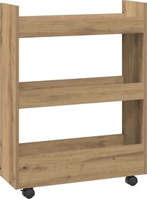 vidaXL Τρόλεϊ Αποθήκευσης Στενό 3 Επιπέδων Αρτισιανή Δρυς Επεξ. Ξύλο