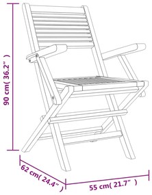 vidaXL Καρέκλες Κήπου Πτυσσόμενες 4 τεμ. 55x62x90 εκ. Μασίφ Ξύλο Teak