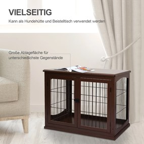 PawHut Κλουβί σκύλου, 2 είσοδοι, κλειδώνει, MDF και μέταλλο, 58,4 x 81,3 x 66 cm, Μαύρο