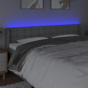 vidaXL Κεφαλάρι Κρεβατιού LED Ανοιχτό Γκρι 203x16x78/88 εκ. Υφασμάτινο