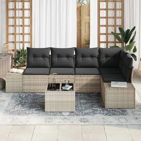 vidaXL Σετ Καναπέ Κήπου 6 pcs Ανοιχτό γκρι Πολυ ράταν
