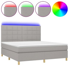 ΚΡΕΒΑΤΙ BOXSPRING ΜΕ ΣΤΡΩΜΑ &amp; LED ΑΝ.ΓΚΡΙ 180X200ΕΚ. ΥΦΑΣΜΑΤΙΝΟ 3135453