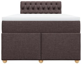 Κρεβάτι Boxspring με Στρώμα Σκούρο Καφέ 120x190 εκ Υφασμάτινο - Καφέ