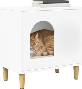 vidaXL Σπίτι Γάτας Λευκό 51 x 30 x 52 εκ. Επεξεργασμένο ξύλο