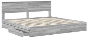 vidaXL Κρεβάτι Αποθήκης Γκρίζο Σονομα 200 x 200 cm Επεξεργασμένο ξύλο