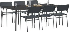vidaXL Σετ τραπεζαρίας 7 τμχ. Ανθρακί 200 x 100 x 72 εκ Ατσάλι
