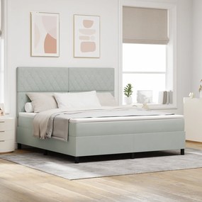 vidaXL Κρεβάτι Box Spring με Στρώμα & Φωτισμό LED Γκρι 180x200 εκ. Βελούδο