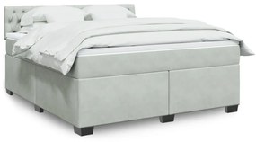 vidaXL Κρεβάτι Boxspring με Στρώμα Ανοιχτό Γκρι 180x200 εκ. Βελούδινο