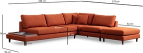 Γωνιακός Καναπές Πορτοκαλί NEW TULIP 314x95x76