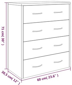 vidaXL Συρταριέρα με 4 Συρτάρια Καφέ Δρυς 60 x 30,5 x 71 εκ.