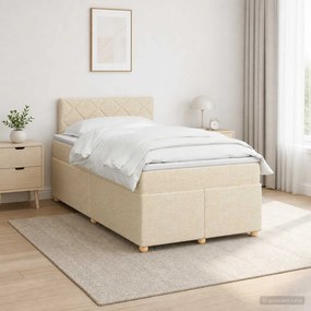 vidaXL Κρεβάτι box spring με στρώμα Κρεμ 120 x 190 cm Ύφασμα