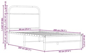 Πλαίσιο Κρεβατιού Χωρ. Στρώμα Καφέ Δρυς 90x200 εκ Επεξ. Ξύλο - Καφέ