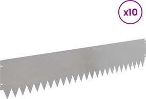 vidaXL Περίγραμμα γκαζόν 10 τμχ. 103 x 20 εκ Stainless Steel Ασημί