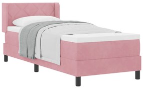 vidaXL Κρεβάτι box spring  με στρώμα Ροζ 80x200 εκ. Βελούδο