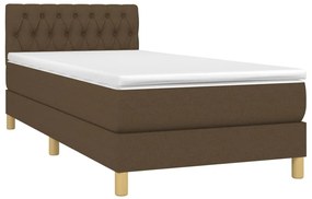 vidaXL Κρεβάτι Boxspring με Στρώμα &amp; LED Σκ.Καφέ 80x200 εκ. Υφασμάτινο