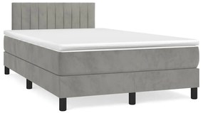 vidaXL Κρεβάτι Boxspring με Στρώμα & LED Αν.Γκρι 120x190εκ. Βελούδινο