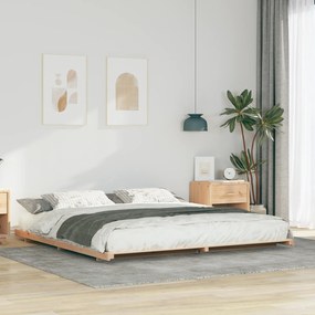 vidaXL Κρεβάτι δαπέδου Καφέ 200 x 200 cm Μασίφ ξύλο πεύκου