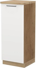 Επιδαπέδιο ντουλάπι ψηλό Modena K14-60-1KF-Φυσικό σκούρο - Λευκό γυαλιστερό