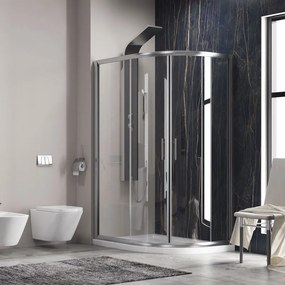 Karag Flora 650 Καμπίνα ασύμμετρη ημικυκλική Clear Glass με Συρόμενη Πόρτα 80x100x190cm