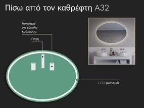 Οβάλ καθρέφτης με φωτισμό LED A32 70x50