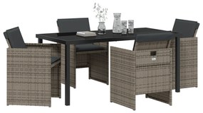 vidaXL Σετ εξωτερικής τραπεζαρίας 5 τεμαχίων με μαξιλάρια Γκρι Πολυ-Ρατάν