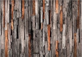 Αυτοκόλλητη φωτοταπετσαρία - Wooden Curtain (Grey and Brown) - 441x315