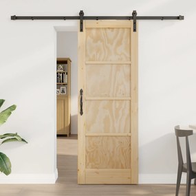 vidaXL Συρόμενη Πόρτα με Σετ Εξαρτημάτων 73.5x198.5 εκ. Συμπαγές Ξύλο Πεύκου