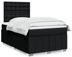 vidaXL Κρεβάτι Boxspring με Στρώμα Μαύρο 120x190 εκ. Υφασμάτινο