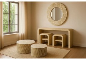 Τοίχο καθρέφτη Home ESPRIT Λευκό Καφέ Μωσαϊκό Τροπικό 100 x 4 x 100 cm