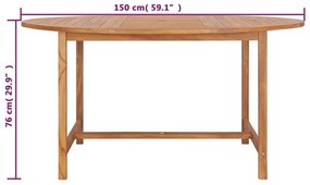 vidaXL Τραπέζι Κήπου 150 x 76 εκ. από Μασίφ Ξύλο Teak