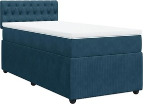 vidaXL Κρεβάτι Boxspring με Στρώμα Μπλε 100x200 εκ. Βελούδινο