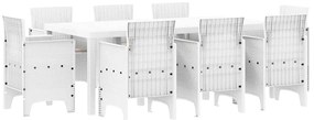 vidaXL Σέτ φαγητού για κήπο 9 pcs Λευκό Rattan Polt