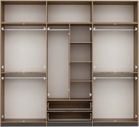 Εξαφυλλη Ντουλαπα Ανθρακι/Χρυσο ELINA 52x277x253