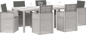 vidaXL Σέτ φαγητού για κήπο με μαξιλάρι 7 pcs Άσπρο και Ανθρακί PP