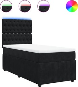 vidaXL Κρεβάτι Boxspring με Στρώμα Μαύρο 80 x 200 εκ. Βελούδινο