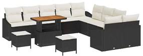 vidaXL Σετ Καναπέ Κήπου με μαξιλάρι 13 pcs Μαύρο Πολυ ράταν