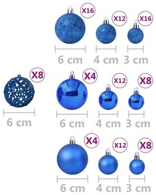 vidaXL Χριστουγεννιάτικες Μπάλες Σετ 100 Τεμαχίων Μπλε