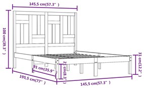 vidaXL Σκελετός Κρεβ. Χωρίς Στρώμα Λευκό 140x190 εκ Μασίφ Πεύκο