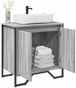 vidaXL Ντουλάπι Νιπτήρα Μπάνιου Γκρι Sonoma 60x35x60 εκ. Επεξ. Ξύλο
