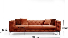 Τριθέσιος Καναπές Πορτοκαλί COMO 90x237x70