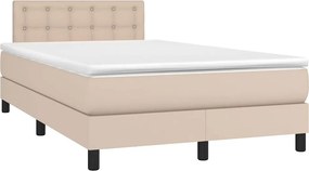 vidaXL Κρεβάτι Boxspring Στρώμα&amp;LED Καπουτσίνο 120x190 εκ. Συνθ. Δέρμα