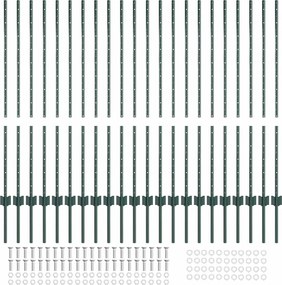 vidaXL Στύλος Περιφράξεων 22 pcs Πράσινο 160 cm Ατσάλι