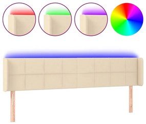 vidaXL Κεφαλάρι Κρεβατιού LED Κρεμ 203x16x78/88 εκ. Υφασμάτινο