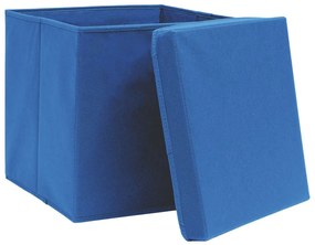 Κουτιά Αποθήκευσης με Καπάκια 10 τεμ Μπλε 32x32x32εκ Υφασμάτινα - Μπλε