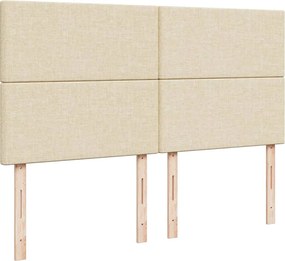 vidaXL Κρεβάτι Boxspring με Στρώμα Κρεμ 200x200 εκ. Υφασμάτινο