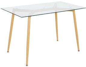 Τραπέζι ArteLibre LAKI Dυσικό Διάφανο/Φυσικό Γυαλί/Μέταλλο 120x90x75cm