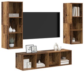 vidaXL Σετ επίπλου τηλεόρασης 3 pcs Παλαιό ξύλο 37 x 37 x 142.5 εκ