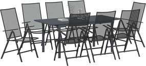 vidaXL Σέτ φαγητού για κήπο 9 pcs Ανθρακί Ατσάλι με Πούδρα