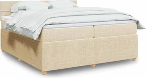 vidaXL Κρεβάτι Boxspring με Στρώμα Κρεμ 200x200 εκ. Υφασμάτινο