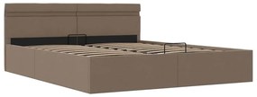 vidaXL Πλαίσιο Κρεβατιού με Αποθ. Χώρο/LED Taupe 160x200 εκ. Ύφασμα